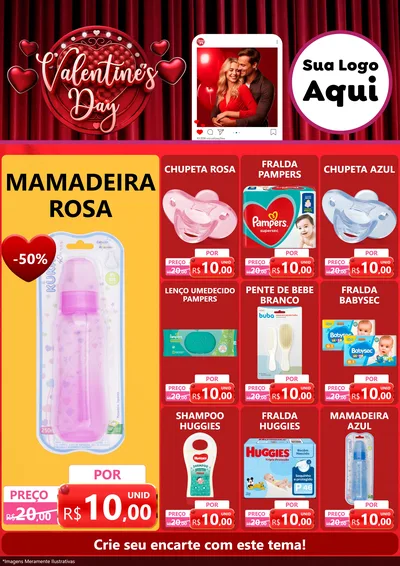 Modelo de Encarte para Encarte A4 Vertical com o tema Valentine's Day para Bebês