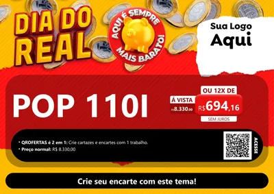 Modelo de Cartaz para Cartaz A4 Horizontal com o tema Dia Do Real para Concessionaria de Motos