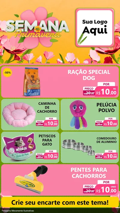 Modelo de TV para TV Vertical com o tema Semana da Primavera para Pet Shop