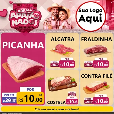 Modelo de Rede Social para Feed Facebook com o tema Arraiá dos Apaixonados - Junina para Açougue