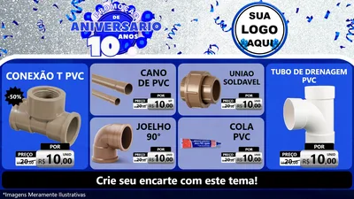 Modelo de TV para TV Horizontal com o tema Promoção de Aniversário - 10 Anos para Tubos e conexões