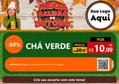 Modelo de Cartaz para Cartaz A4 Horizontal com o tema Mega Saldão de Outono para Produtos Naturais