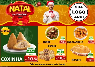 Modelo de Encarte para Encarte A4 Horizontal com o tema Natal da Economia para Salgadaria