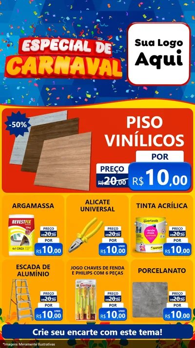 Modelo de Rede Social para Stories com o tema Especial de Carnaval para Material para Construção