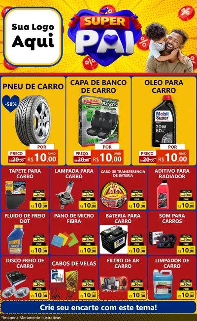 Modelo de Encarte para Encarte Grande com o tema Super Pai para Auto peças