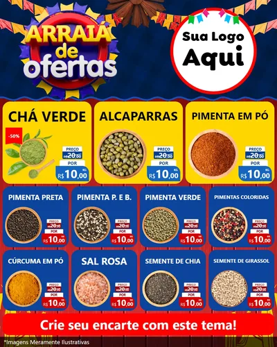 Modelo de Rede Social para Feed Instagram com o tema Arraiá de Ofertas para Produtos Naturais