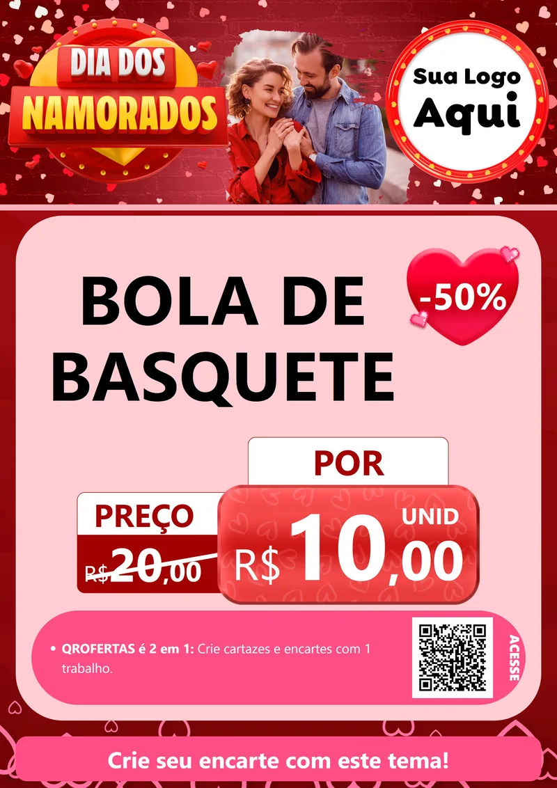 Modelo de Cartaz para Cartaz A4 Vertical com o tema Dia Dos Namorados para Artigos Esportivos