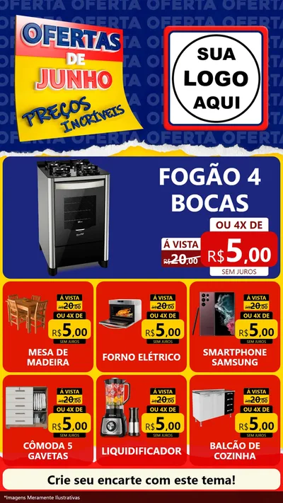 Modelo de Rede Social para Stories com o tema Ofertas de Junho - Preços Incríveis para Móveis e Eletro