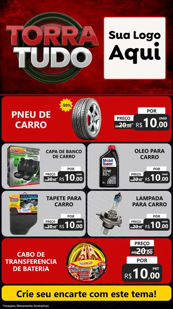Modelo de TV para TV Vertical com o tema Torra Tudo para Auto peças