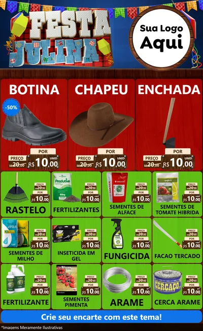 Modelo de Encarte para Encarte Grande com o tema Festa Julina para Agropecuária