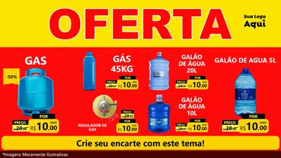 Modelo de TV para TV Horizontal com o tema OFERTA - Vermelho Cartaz para Água e gás