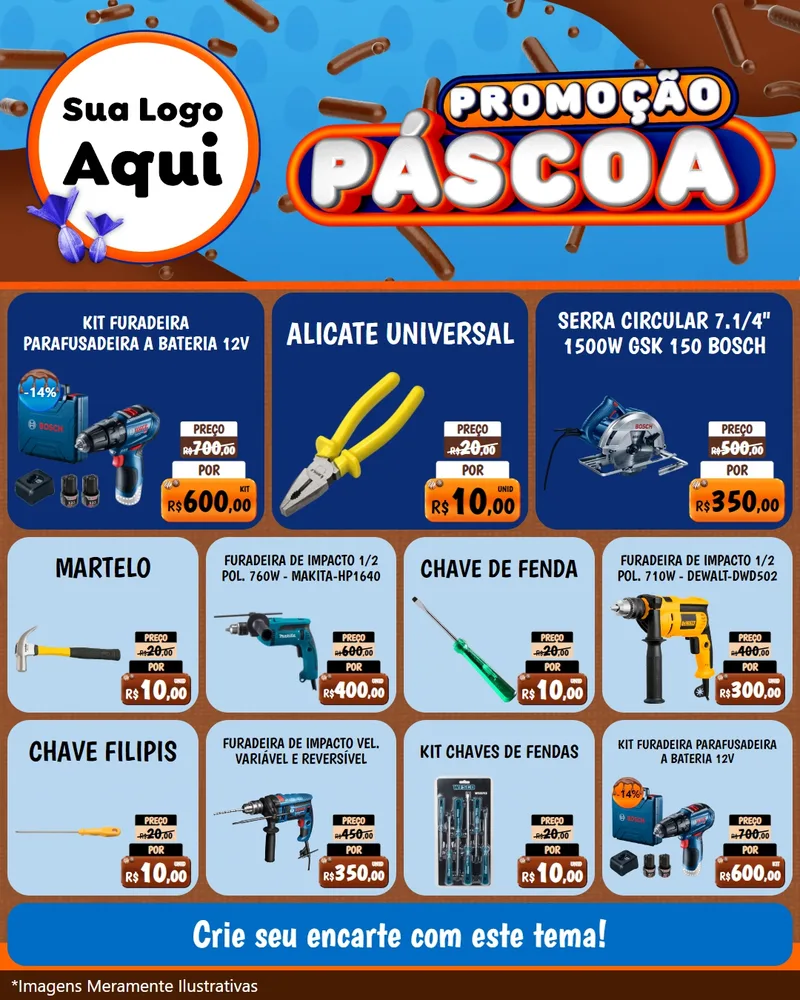 Modelo de Rede Social para Feed Instagram com o tema Promoção Páscoa para Maquinas e Ferramentas