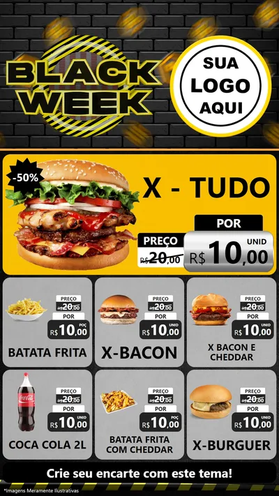 Modelo de Rede Social para Stories com o tema Black Week para Hamburgueria