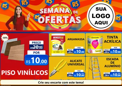 Modelo de Encarte para Encarte A4 Horizontal com o tema Semana de Ofertas para Material para Construção