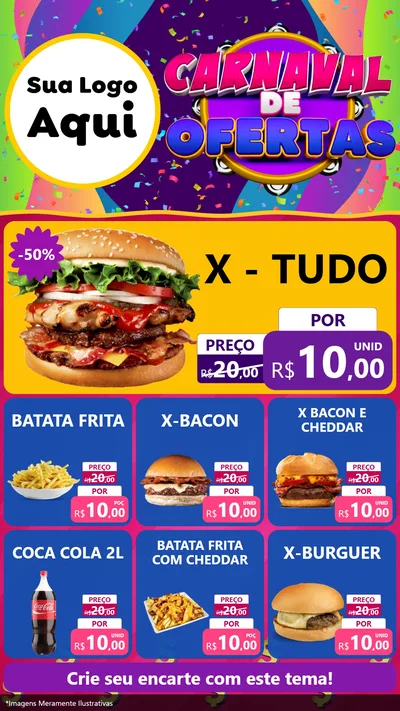 Modelo de Rede Social para Stories com o tema Carnaval de Ofertas para Hamburgueria
