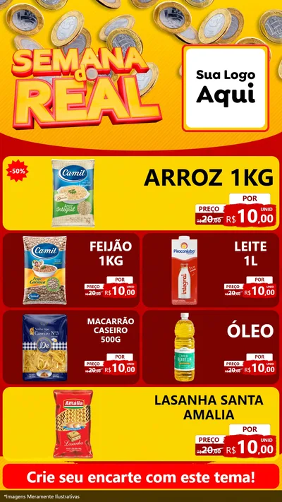 Modelo de TV para TV Vertical com o tema Semana do Real para Supermercado