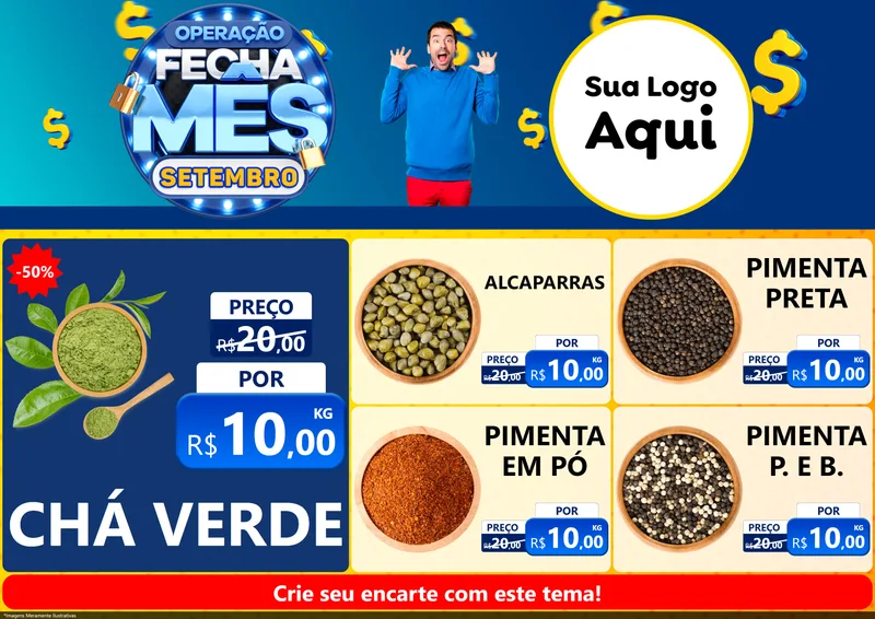 Modelo de Encarte para Encarte A4 Horizontal com o tema Operação Fecha Mês Setembro para Produtos Naturais