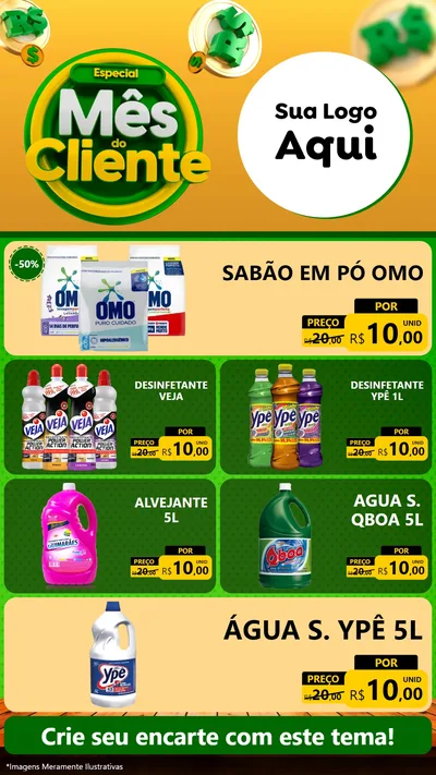 Modelo de TV para TV Vertical com o tema Especial Mês do Cliente para Produtos de Limpeza