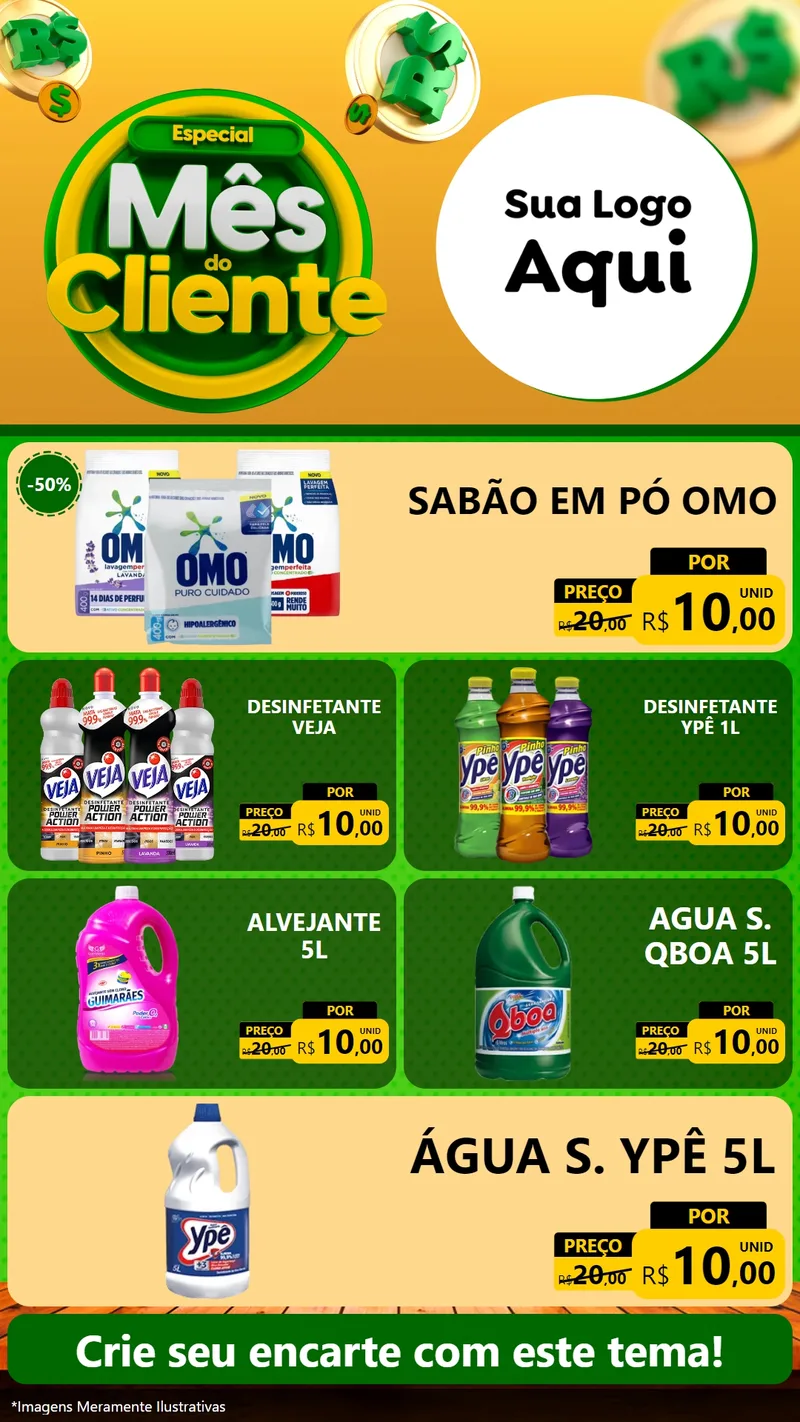 Modelo de TV para TV Vertical com o tema Especial Mês do Cliente para Produtos de Limpeza