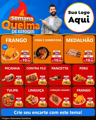 Modelo de Rede Social para Feed Instagram com o tema Semana Queima de Estoque para Assados