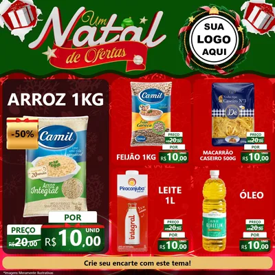 Modelo de Rede Social para Feed Facebook com o tema Um Natal de Ofertas para Supermercado