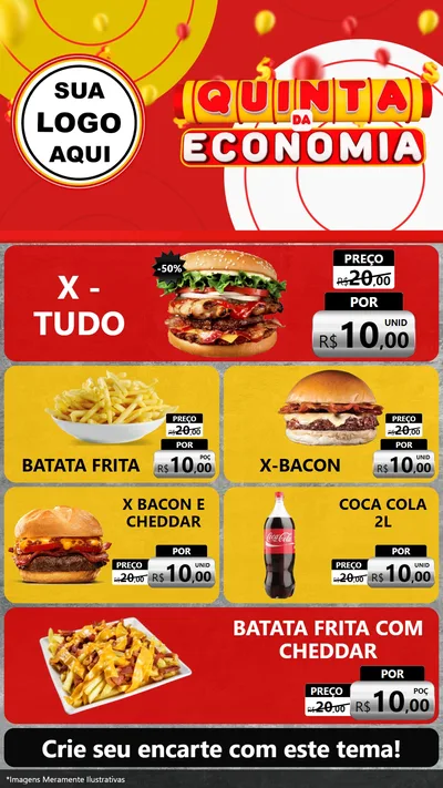 Modelo de TV para TV Vertical com o tema Quinta da Economia para Hamburgueria