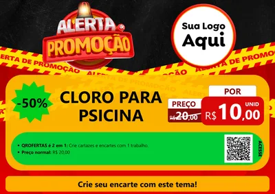 Modelo de Cartaz para Cartaz A4 Horizontal com o tema Alerta de Promoção para Produtos para Piscina