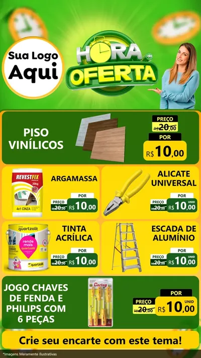 Modelo de TV para TV Vertical com o tema Hora da Oferta para Material para Construção