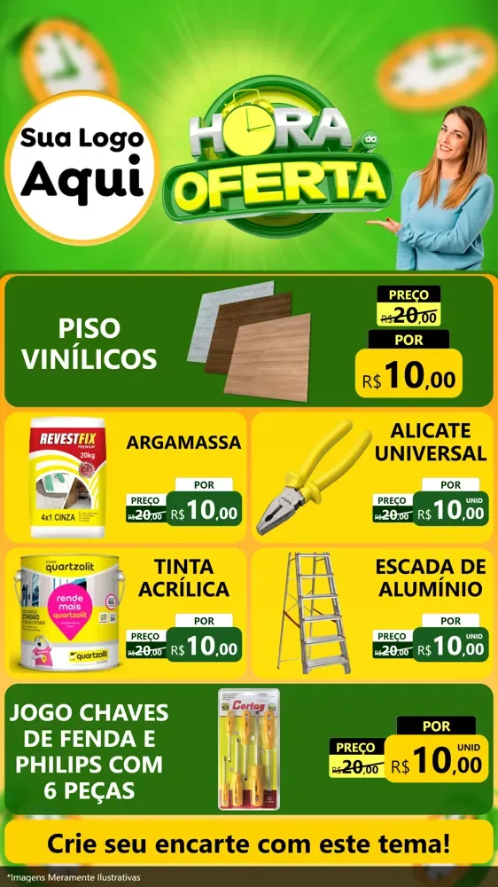 Modelo de TV para TV Vertical com o tema Hora da Oferta para Material para Construção