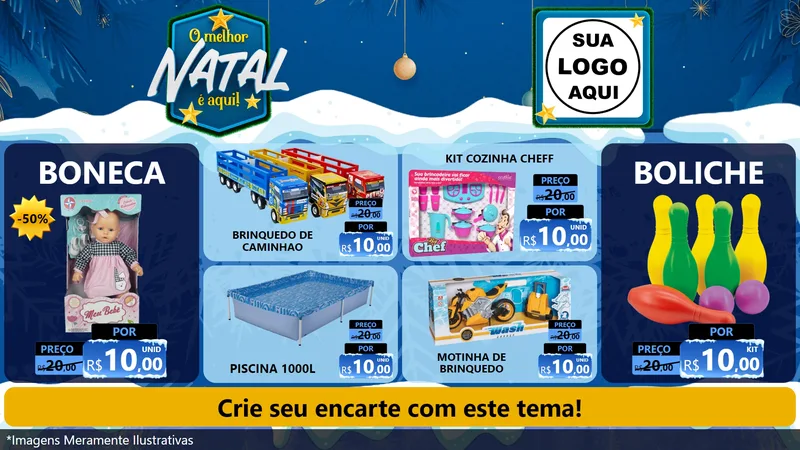Modelo de TV para TV Horizontal com o tema O Melhor Natal É Aqui! para Brinquedos