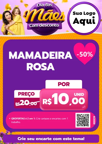 Modelo de Cartaz para Cartaz A4 Vertical com o tema Dia das Mães com Desconto para Bebês