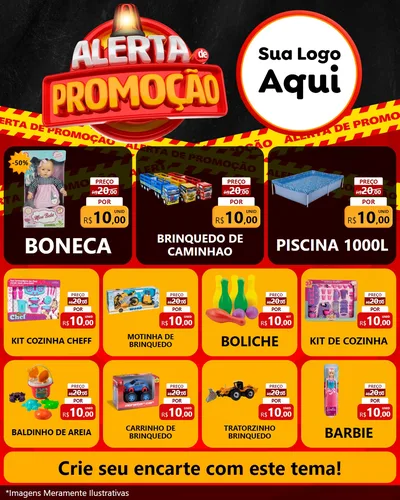 Modelo de Rede Social para Feed Instagram com o tema Alerta de Promoção para Brinquedos