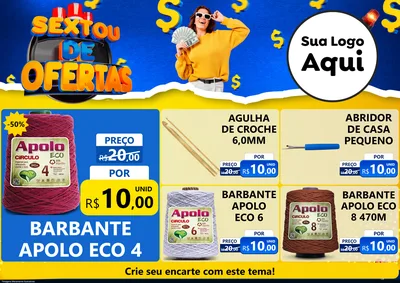 Modelo de Encarte para Encarte A4 Horizontal com o tema Sextou de Ofertas para Armarinho e Aviamentos