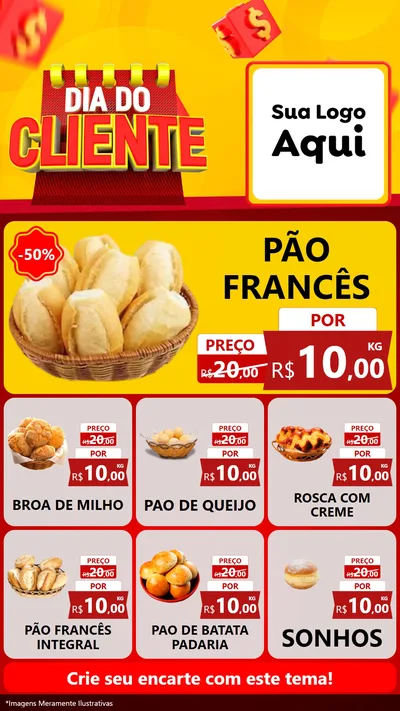 Modelo de Rede Social para Stories com o tema Dia do Cliente para Padaria