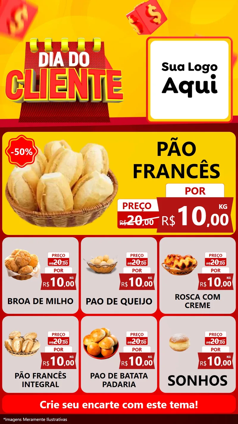 Modelo de Rede Social para Stories com o tema Dia do Cliente para Padaria