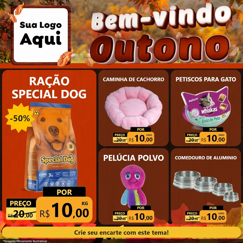 Modelo de Rede Social para Feed Facebook com o tema Bem-vindo Outono para Pet Shop