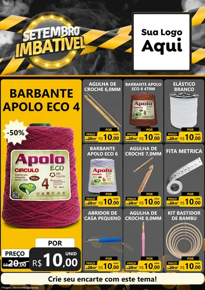 Modelo de Encarte para Encarte A4 Vertical com o tema Setembro Imbatível para Armarinho e Aviamentos