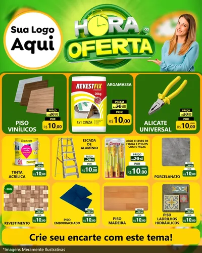 Modelo de Rede Social para Feed Instagram com o tema Hora da Oferta para Material para Construção