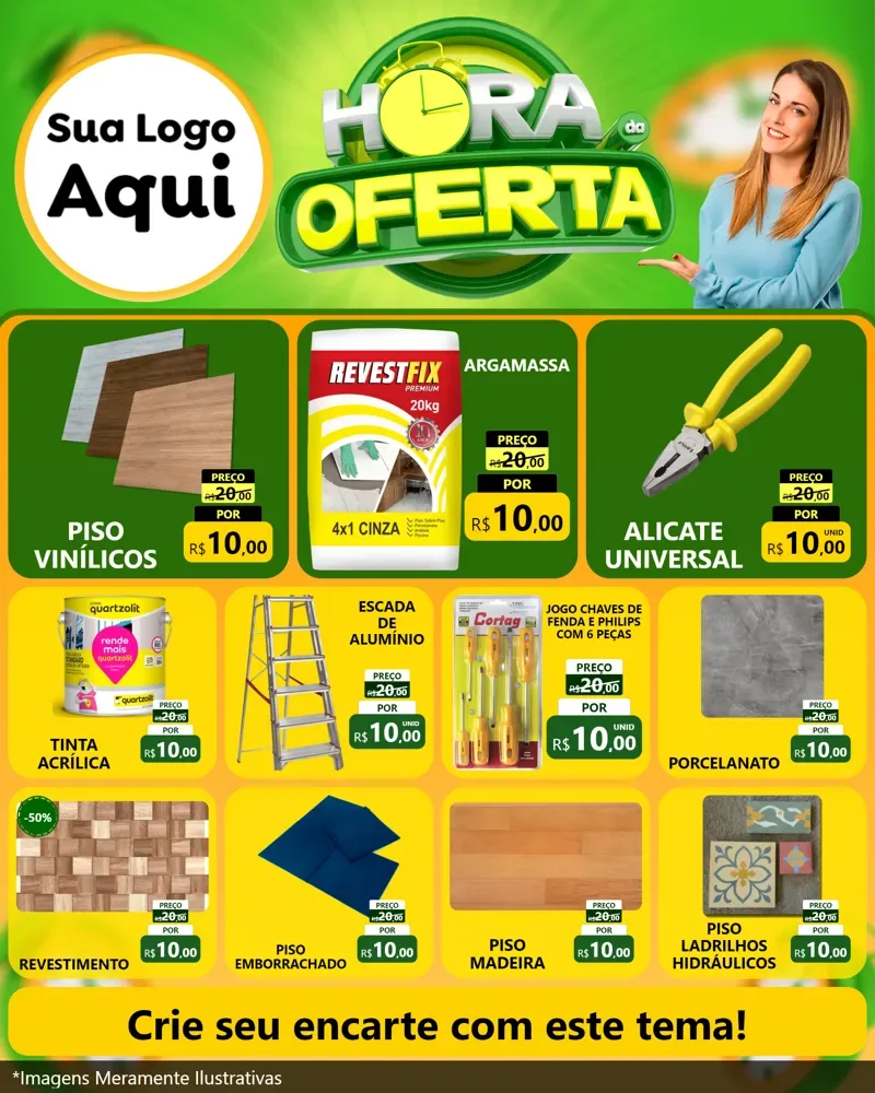 Modelo de Rede Social para Feed Instagram com o tema Hora da Oferta para Material para Construção