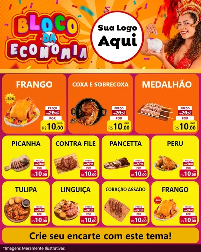 Modelo de Rede Social para Feed Instagram com o tema Bloco da Economia para Assados