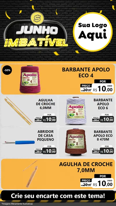 Modelo de TV para TV Vertical com o tema Junho Imbatível para Armarinho e Aviamentos