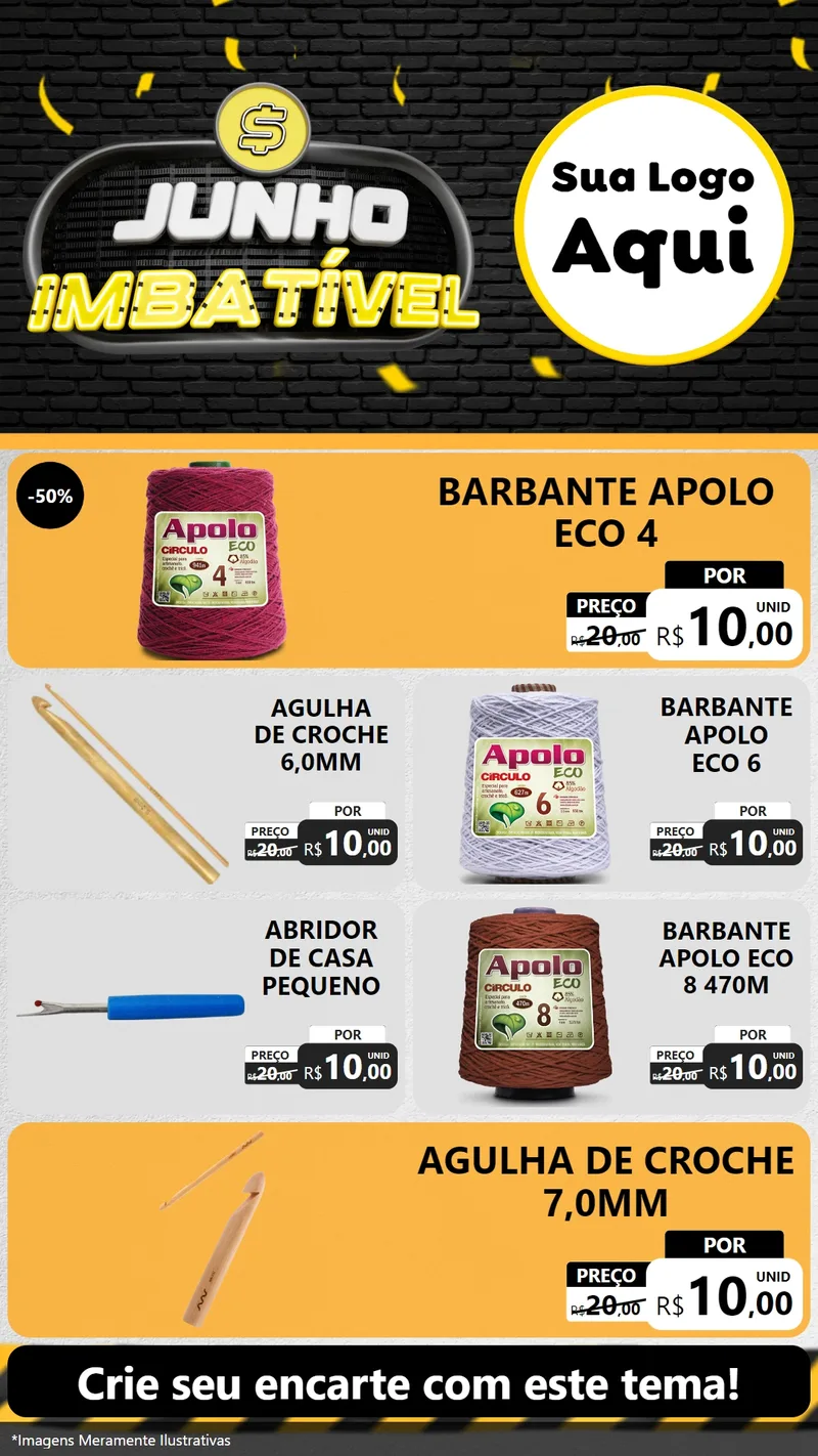 Modelo de TV para TV Vertical com o tema Junho Imbatível para Armarinho e Aviamentos