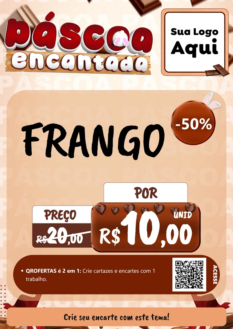 Modelo de Cartaz para Cartaz A4 Vertical com o tema Páscoa Encantada para Assados