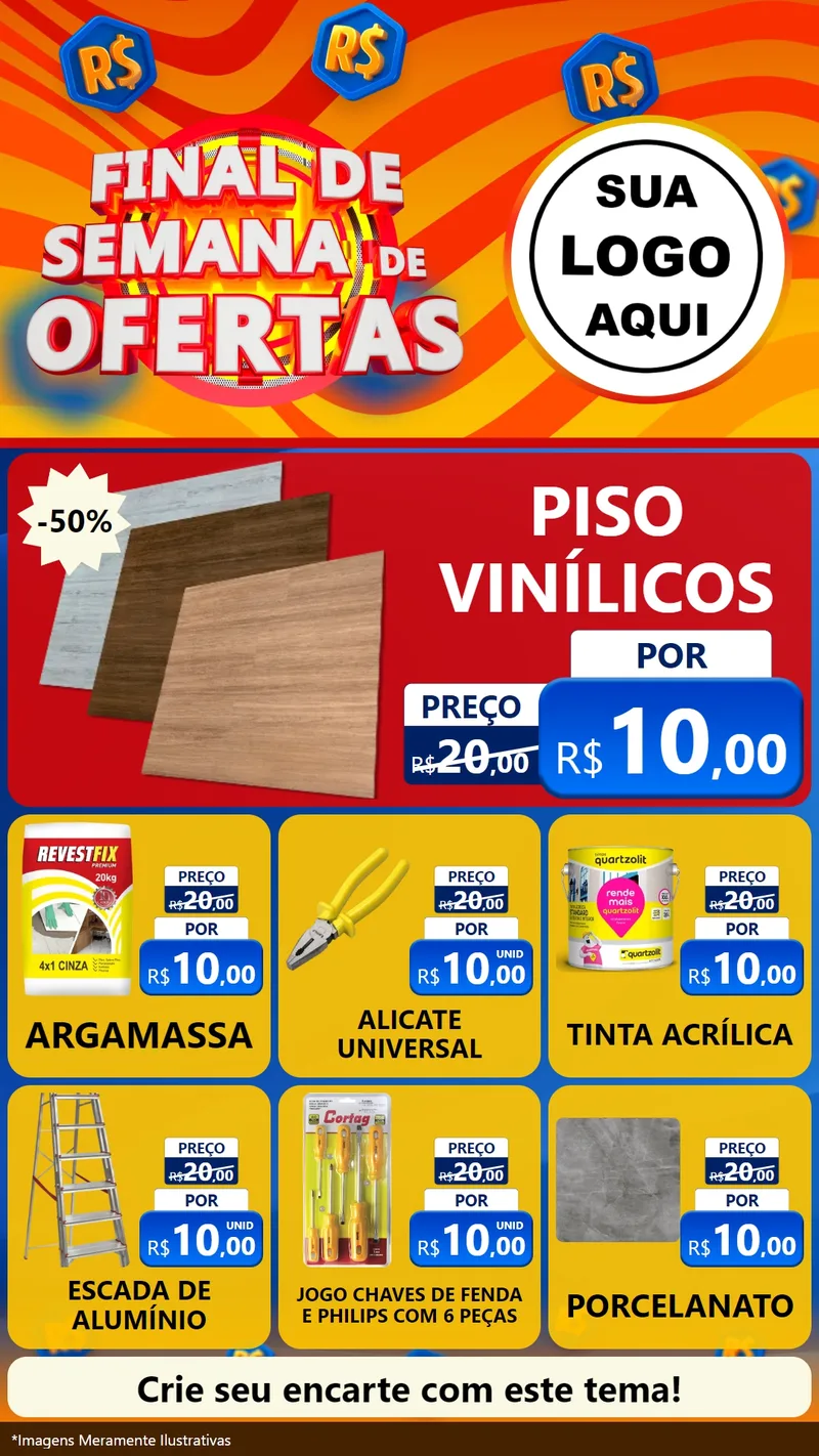 Modelo de Rede Social para Stories com o tema Final de Semana de Ofertas para Material para Construção