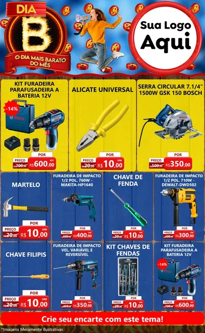 Modelo de Encarte para Encarte Grande com o tema Dia B - O Dia Mais Barato Do Mês para Maquinas e Ferramentas