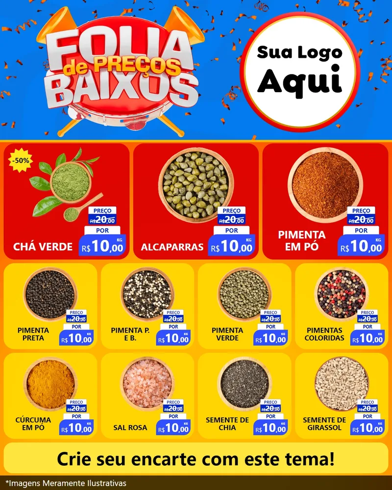 Modelo de Rede Social para Feed Instagram com o tema Folia de Preços Baixos para Produtos Naturais