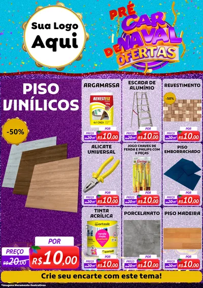 Modelo de Encarte para Encarte A4 Vertical com o tema Pré Carnaval de Ofertas para Material para Construção