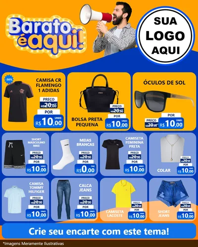 Modelo de Rede Social para Feed Instagram com o tema Barato é aqui para Roupas e acessórios