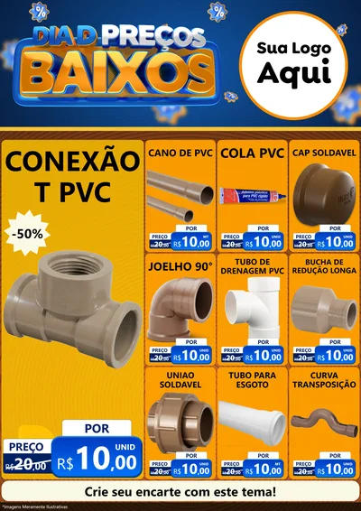 Modelo de Encarte para Encarte A4 Vertical com o tema Dia D Preço Baixo para Tubos e conexões