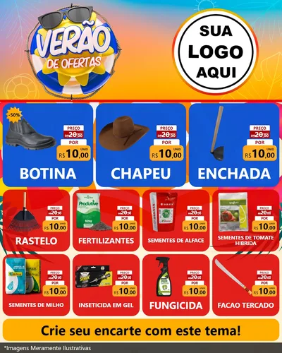 Modelo de Rede Social para Feed Instagram com o tema Verão de Ofertas para Agropecuária